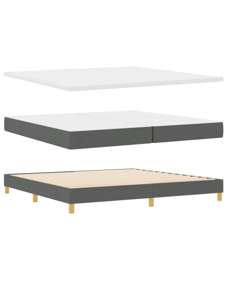 Letto a molle con testiera Grigio scuro 200 x 200 cm Tessuto