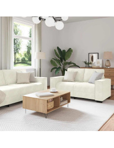 Set di Divani 3 pz con Cuscini Crema in Velluto