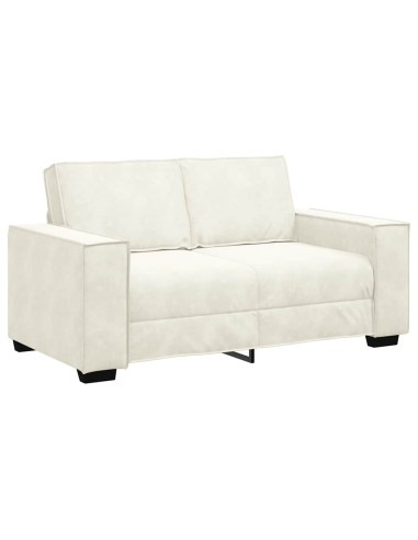 Set di Divani 3 pz con Cuscini Crema in Velluto