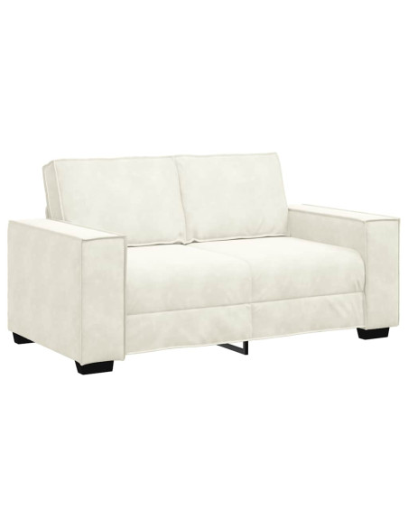 Set di Divani 3 pz con Cuscini Crema in Velluto