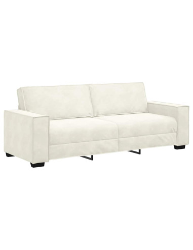 Set di Divani 3 pz con Cuscini Crema in Velluto