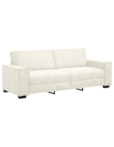 Set di Divani 3 pz con Cuscini Crema in Velluto