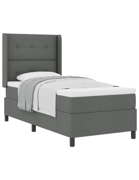Letto a molle con cuscino Grigio scuro 200 x 100 cm Tessuto