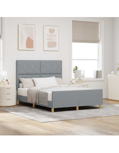 Struttura del letto Grigio chiaro 140 x 190 cm Tessuto