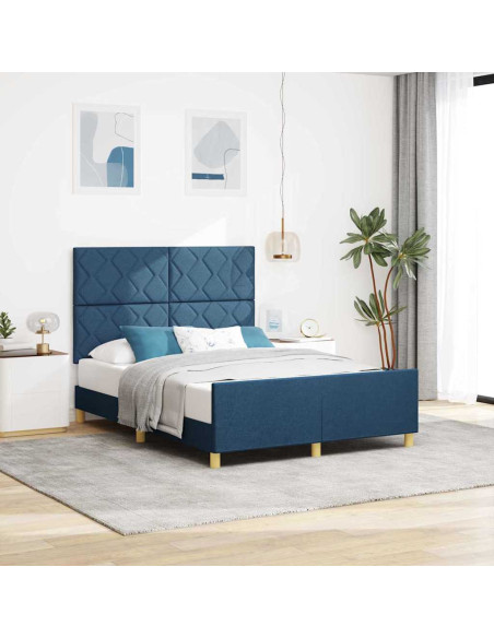 Struttura del letto con testiera Blu 140 x 190 cm Tessuto