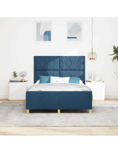 Struttura del letto con testiera Blu 140 x 190 cm Tessuto