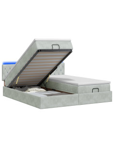 Letto Ottomano con Materasso e LED Grigio Chiaro 180 x 200 cm 2