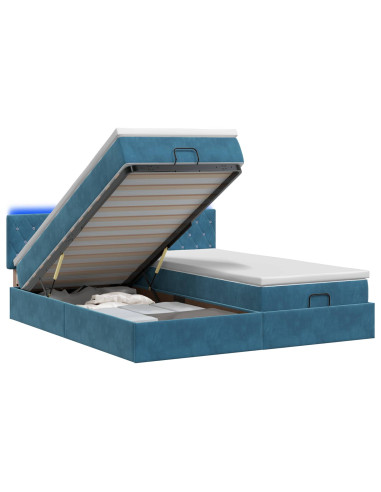Letto Ottomano con Materasso e LED Blu scuro 200 x 200 cm