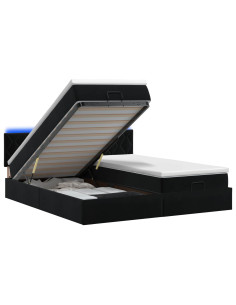Letto Ottomano con Materasso e LED Nero 160 x 200 cm Velluto 2