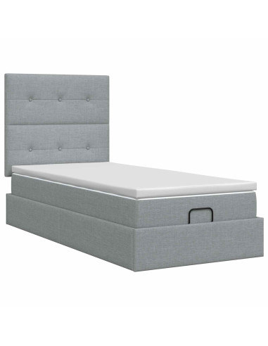 Letto ottomano con materasso Grigio Chiaro 100 x 200 cm Tessuto