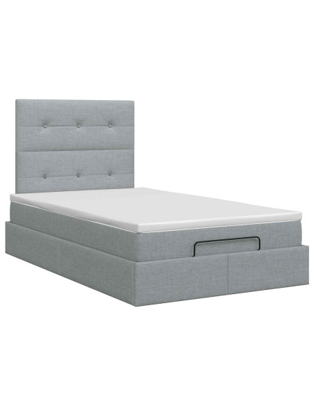 Letto ottomano con materasso Grigio Chiaro 120 x 200 cm Tessuto