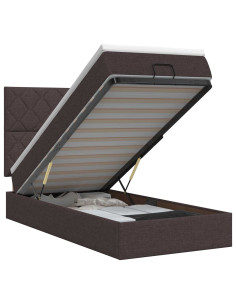 Letto ottomano con materasso Marrone Scuro 90 x 190 cm Tessuto 2