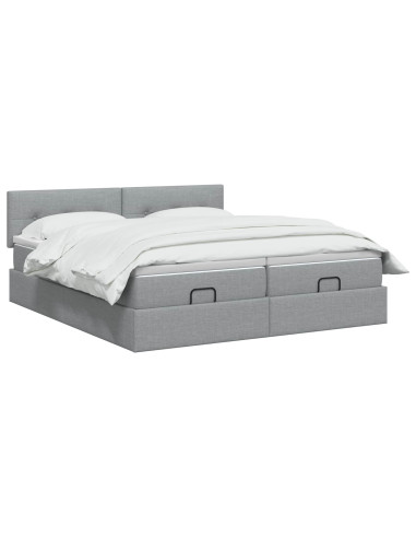 Letto Ottomano con Materasso e LED Grigio Chiaro 200 x 200 cm