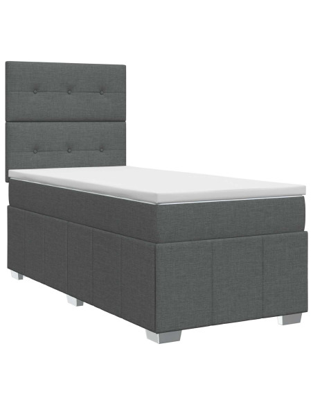Letto box spring con materasso Grigio Scuro 100 x 200 cm