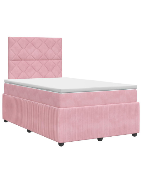 Letto box spring con materasso Rosa 120 x 200 cm Velluto