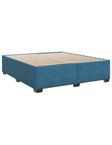 Letto box spring con materasso Blu 180 x 200 cm Velluto