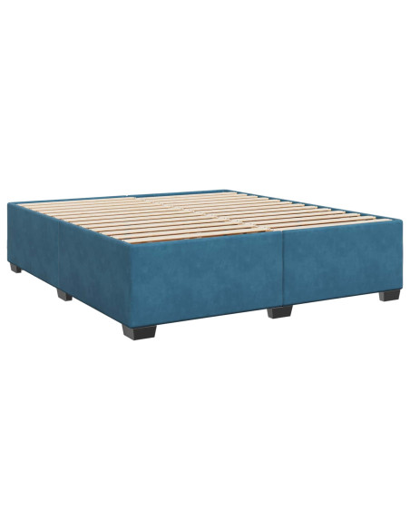 Letto box spring con materasso Blu 180 x 200 cm Velluto