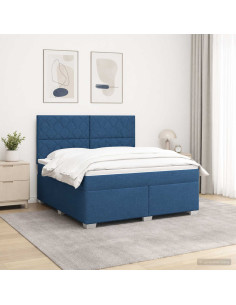Letto box spring con materasso Blu 160 x 200 cm Tessuto