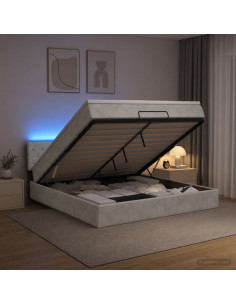 Letto Ottomano con Materasso e LED Grigio Chiaro 180 x 200 cm