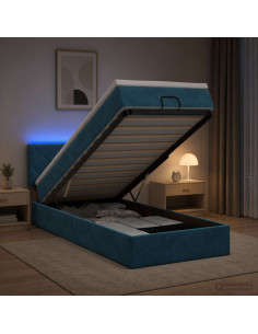 Letto Ottomano con Materasso e LED Blu scuro 80 x 200 cm