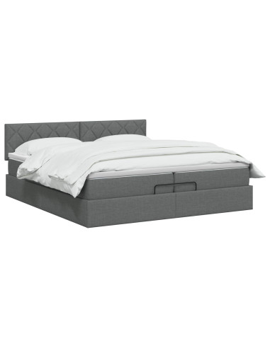 Letto Ottomano con Materasso e LED Grigio Scuro 200 x 200 cm