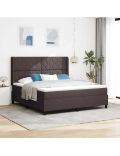 Letto a molle con cuscino Marrone Scuro 200 x 180 cm Tessuto
