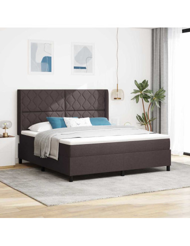 Letto a molle con cuscino Marrone Scuro 200 x 180 cm Tessuto