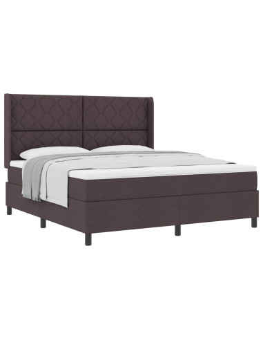 Letto a molle con cuscino Marrone Scuro 200 x 180 cm Tessuto