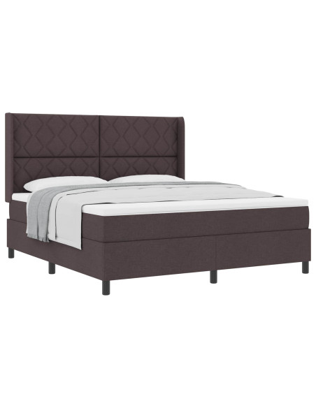 Letto a molle con cuscino Marrone Scuro 200 x 180 cm Tessuto