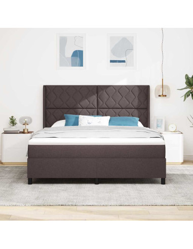Letto a molle con cuscino Marrone Scuro 200 x 180 cm Tessuto
