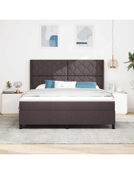 Letto a molle con cuscino Marrone Scuro 200 x 180 cm Tessuto