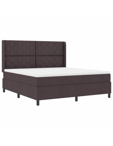 Letto a molle con cuscino Marrone Scuro 200 x 180 cm Tessuto