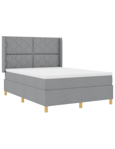 Letto a molle con testiera Grigio chiaro 140 x 190 cm Tessuto 2