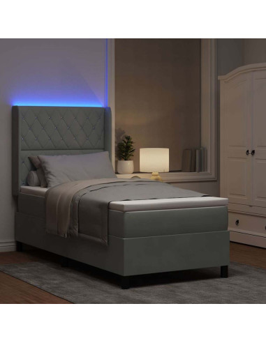 Letto a molle con materasso Grigio chiaro 90 x 190 cm Velluto