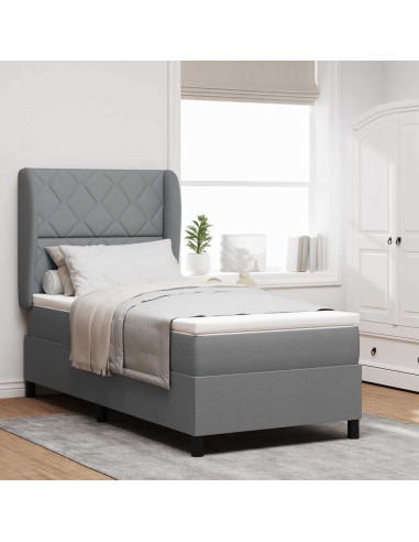 Letto a molle con testiera Grigio chiaro 90 x 190 cm Tessuto