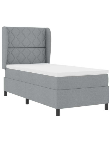 Letto a molle con testiera Grigio chiaro 90 x 190 cm Tessuto