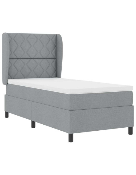 Letto a molle con testiera Grigio chiaro 90 x 190 cm Tessuto