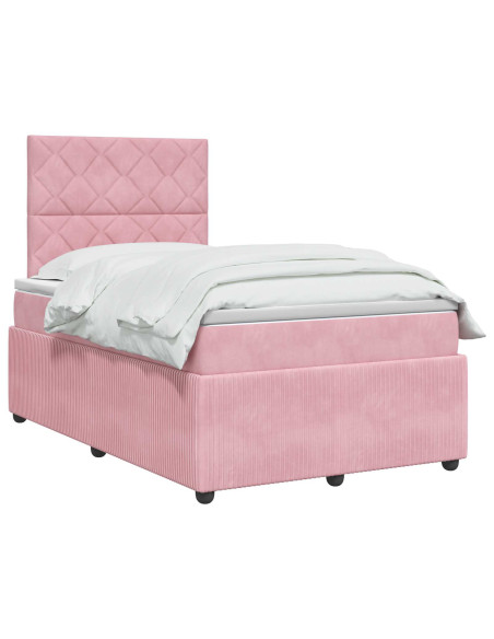 Letto Box Spring LED con Materasso Rosa 120 x 200 cm Velluto