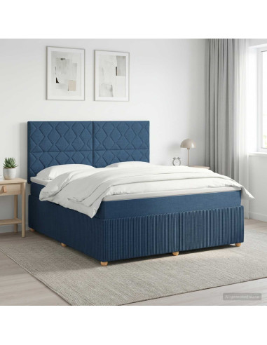 Letto box spring con materasso Blu 180 x 200 cm Tessuto