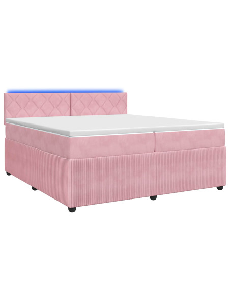 Letto box spring con materasso Rosa 200 x 200 cm Velluto