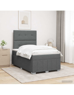 Letto Box Spring LED con Materasso Grigio Scuro 120 x 200 cm