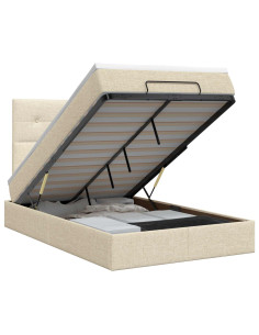 Letto ottomano con materasso Crema 120 x 190 cm Tessuto