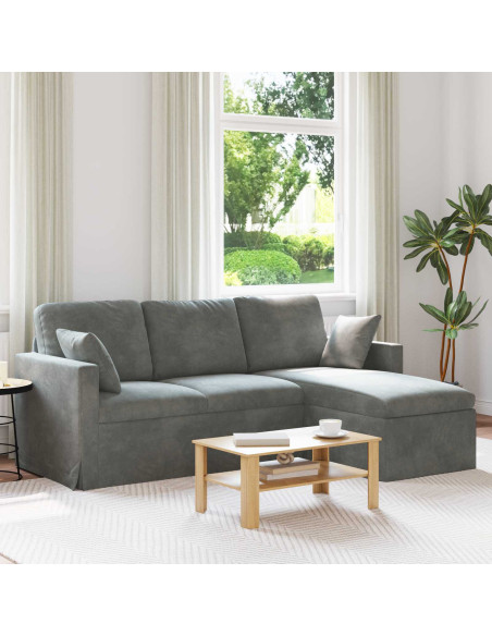 Divano Grigio scuro 198 x 134 x 80 cm Velluto
