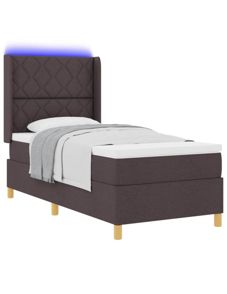 Letto a molle con strisce LED Marrone 90 x 190 cm Tessuto