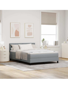Letto a molle con testiera Grigio chiaro 140 x 190 cm Tessuto
