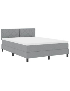 Letto a molle con testiera Grigio chiaro 140 x 190 cm Tessuto 2