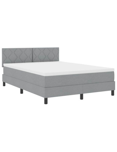 Letto a molle con testiera Grigio chiaro 140 x 190 cm Tessuto