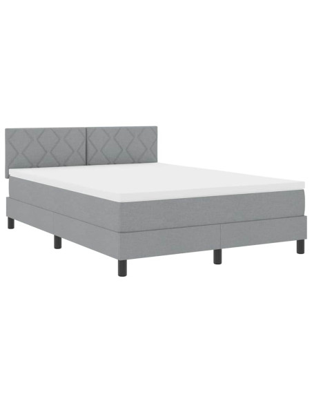 Letto a molle con testiera Grigio chiaro 140 x 190 cm Tessuto