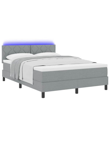 Letto a molle con testiera Grigio chiaro 140 x 190 cm Tessuto
