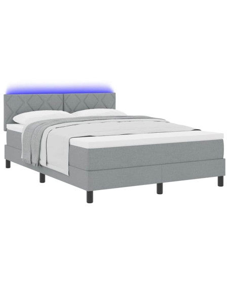 Letto a molle con testiera Grigio chiaro 140 x 190 cm Tessuto